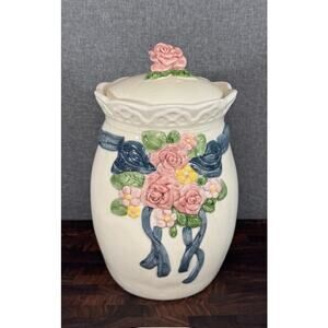 Vintage Florals and Bow Canister